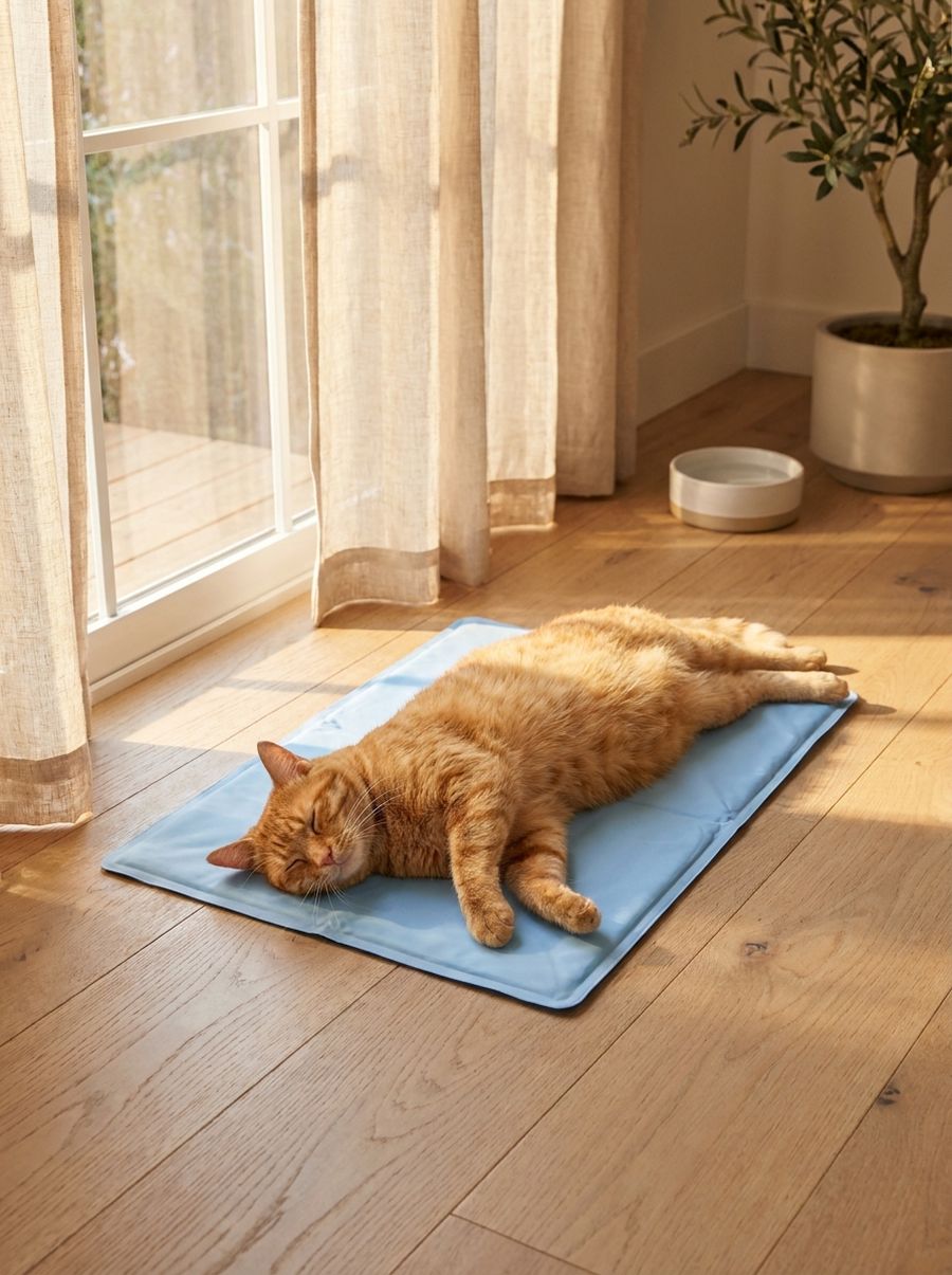 Gato relajado sobre la manta